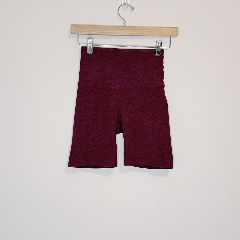 Beyond Yoga Spacedye High Waisted 7" Biker Short Heather Burgundy Size XS
